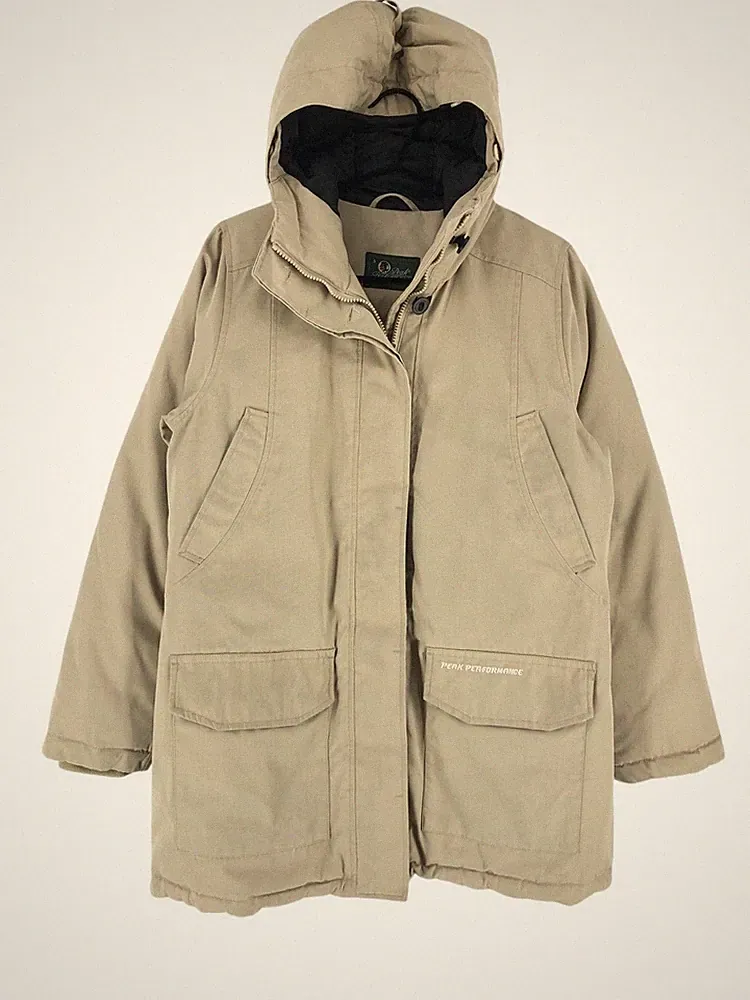 Peak Performance Puffer Parka Jacke Mantel Damen Daunen Kapuze Größe S