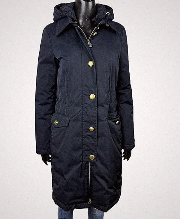 Peuterey Damen Mantel Größe 44 M Gänsedaunen Navy Blau Parka Lang Kapuze