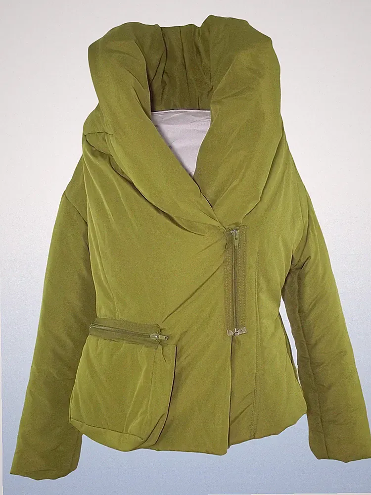 Please Damen Jacke Grün Größe S Stehkragen Daunenjacke Made In Italy Winter