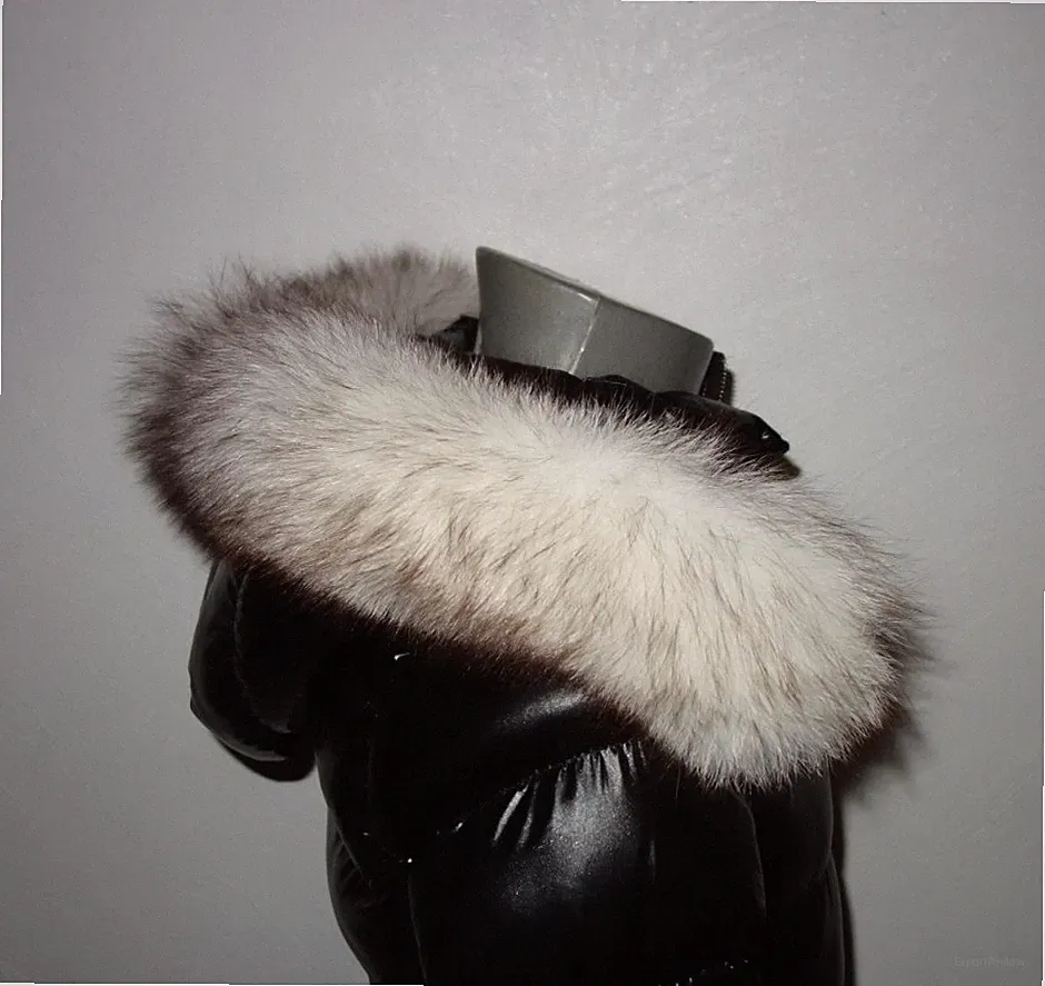 Polarfuchs Pelz Kapuze Kragen Echt Fell Besatz für Jacke Parka Mantel Mode Schal