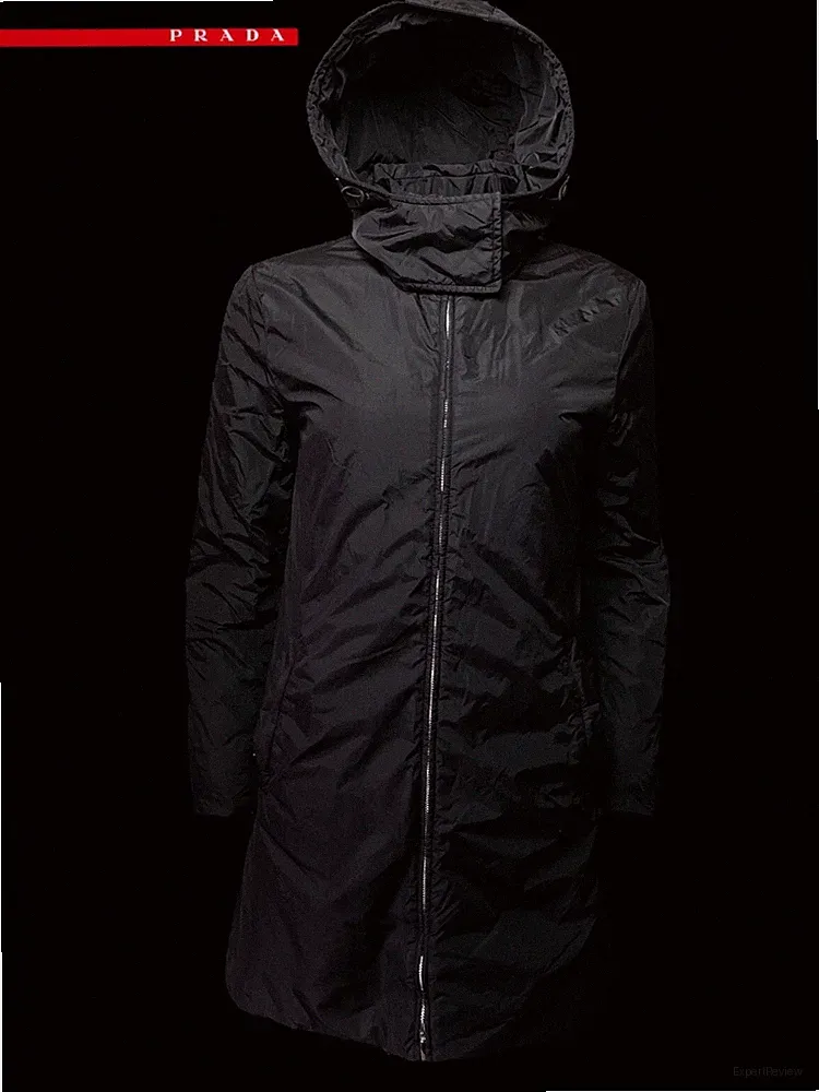 PRADA Damen Daunen Luxus Mantel Jacke mit Kapuze schwarz Gr. 38