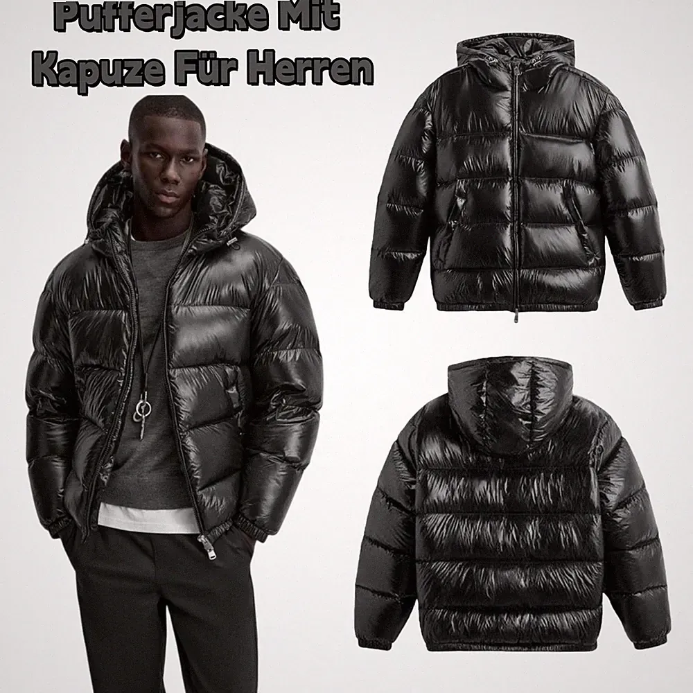 Pufferjacke Mit Kapuze Für Herren Leichte Isolierung, Warmer Federn Wintermantel
