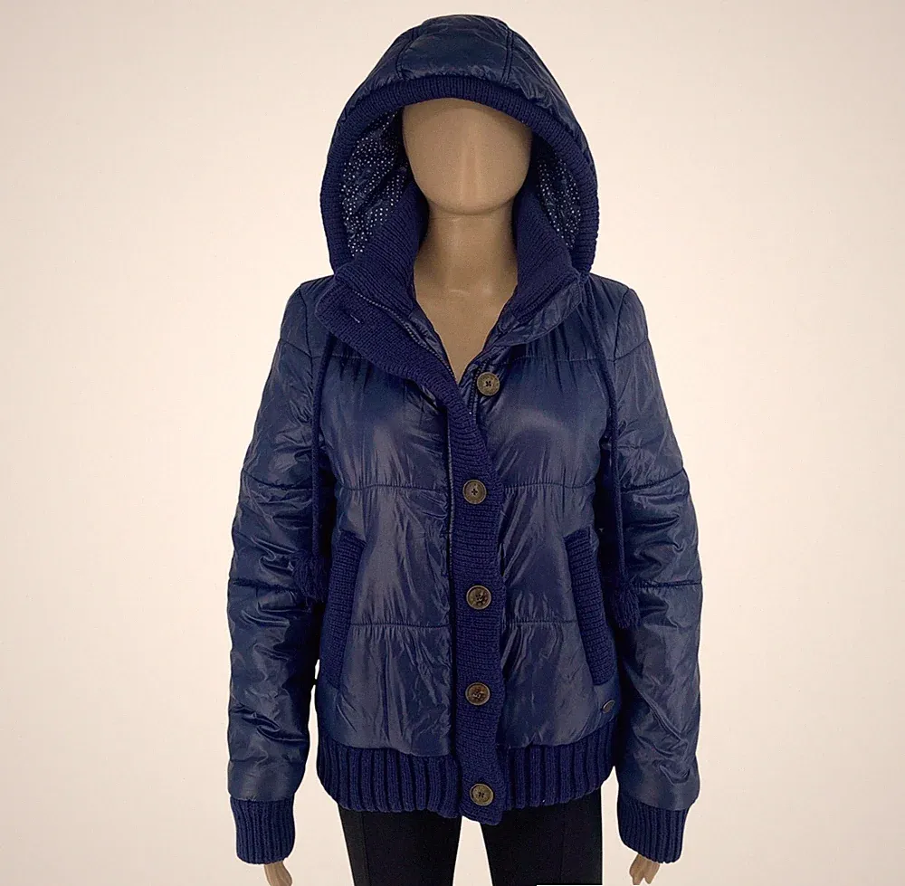 QUIKSILVER Damen Marineblau Kapuzengefütterte Daunenjacke Mantel Größe M