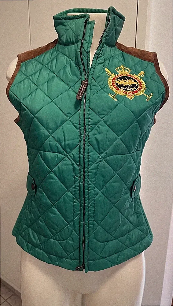 Ralph Lauren Damen Steppweste mit passenden Ledereinsätzen & Poloshirt, Tag