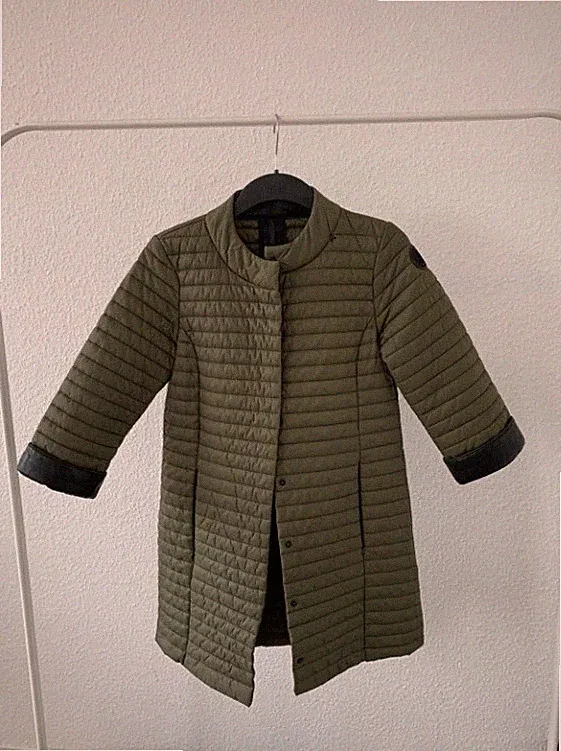 Replay Daunenjacke XS 34 Mantel Khaki Schwarz Leder Logo