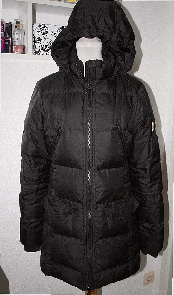 Replay Echte Daunenmantel Anorak Mantel Longjacke Jacke Gr. 36 / 38 / M Schwarz