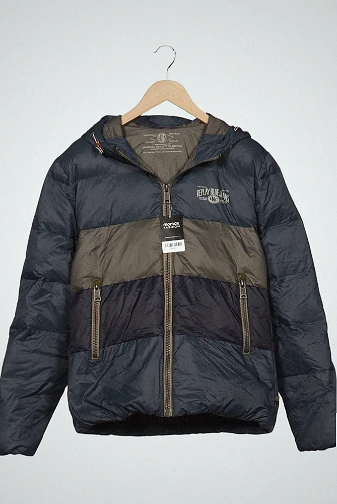 Replay Jacke Herren Anorak Jacket Kurzmantel Gr. L Daunen Marineblau #c26dq6f