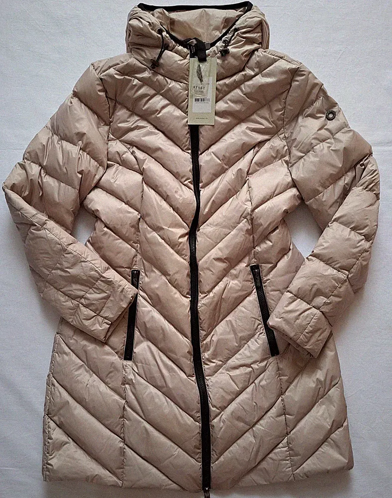 Reset Damen Daunen Stepp-Mantel XL ca.42 Polyamid beige leicht Kapuze UVP199,95€