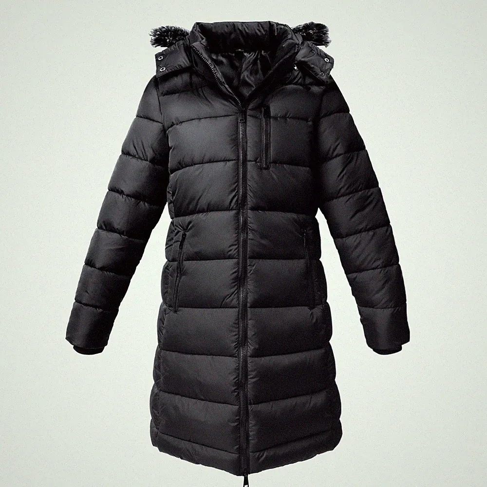 Riemot Warmer Dicker Mantel für Damen, Winter, lange Daunenjacke mit Kapuze