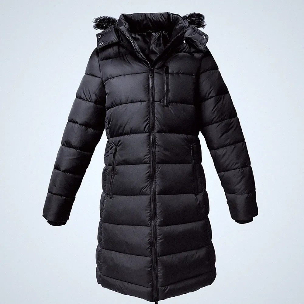 Riemot Warmer Dicker Mantel für Damen, Winter, lange Daunenjacke mit Kapuze