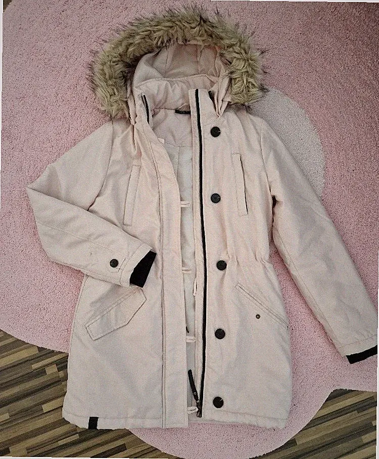 rosa rose nude Parka Winterjacke Kurzmantel Gina S 36 38 Kapuze