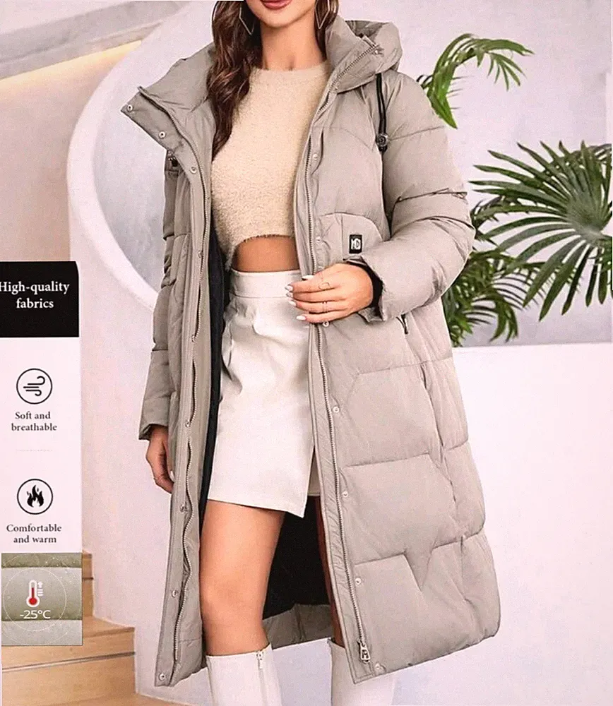 S(36/38/40) Damen Daunenmantel gepolsterte Winterjacke mit PrimaLoft Bio Faser