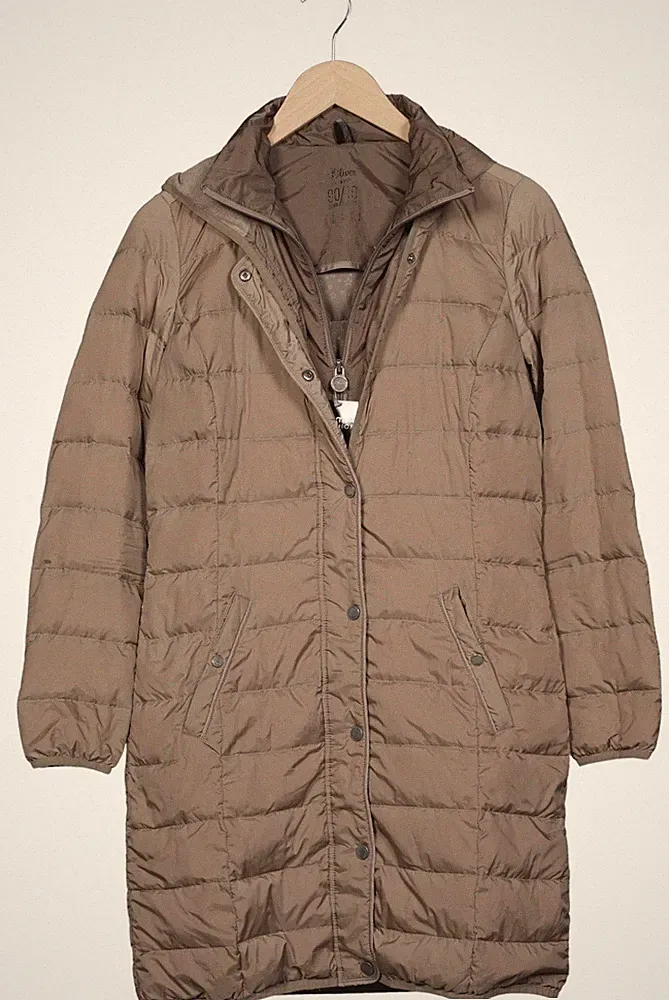 s.Oliver Mantel Damen Jacke Parka Gr. EU 34 Wolle Daunen Beige #99z43m8