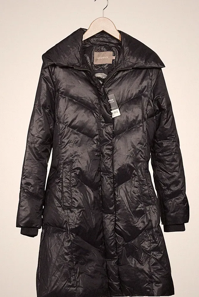 sandwich_ Mantel Damen Jacke Parka Gr. EU 40 Daunen Wolle Schwarz #x5nxgpr