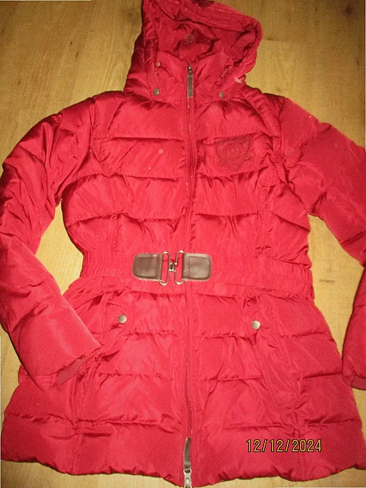 schöner Damen Mantel mit Kapuze Winterjacke Anorak Steppjacke Gr. L 40 SOCCX rot