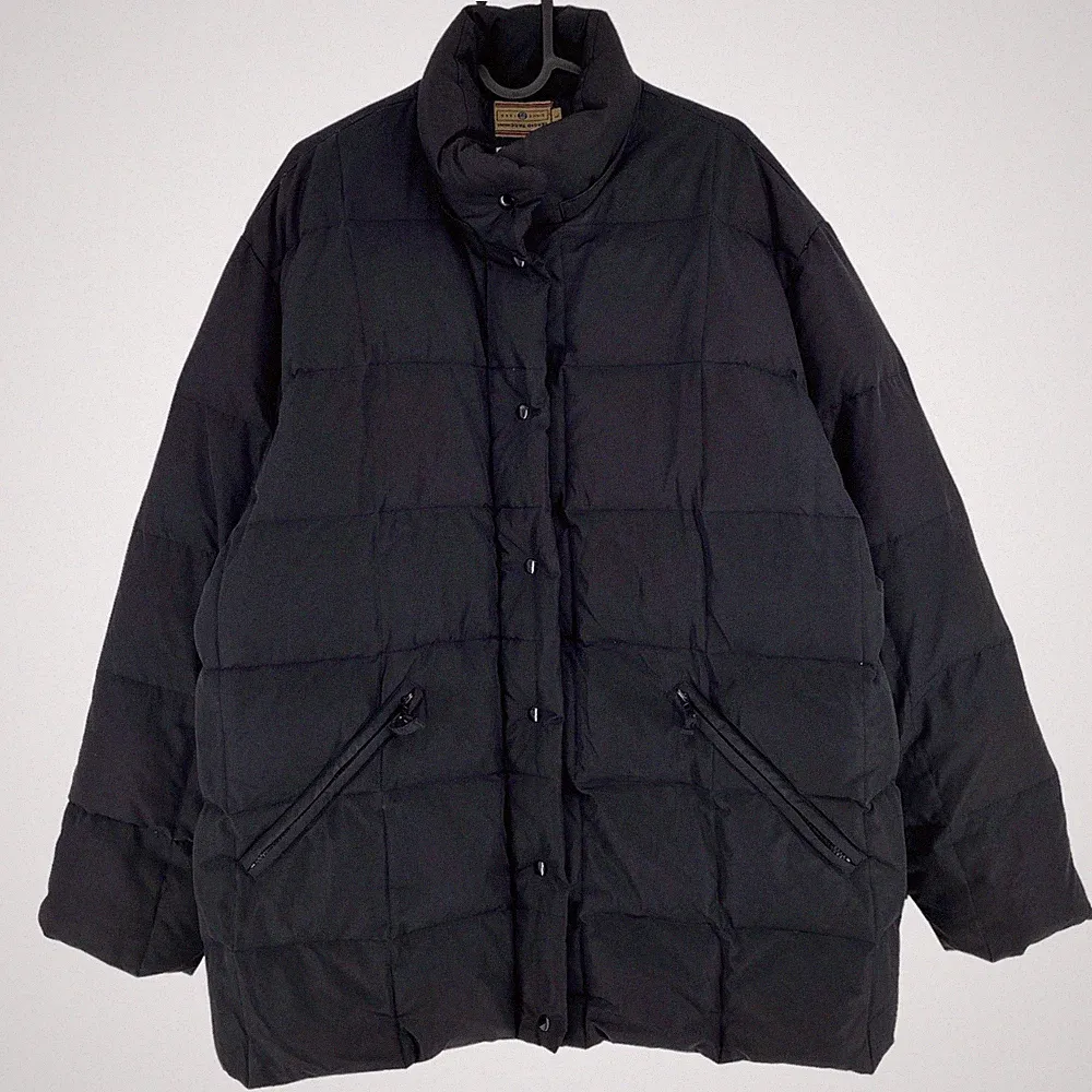 Sergio Tacchini Schwarze Gesteppt Daunen Steppjacke Mantel Größe L