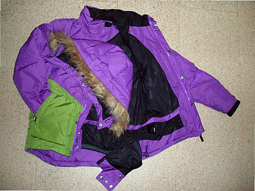 Skogstad, Daunen-Anorak, lila/grün, Gr. 10 Jahre, aus der Musterkollektion