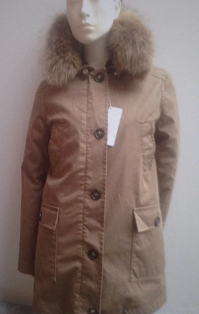 SPECTATOR Parka Daunenjacke 2in1 Mantel Jacke S Echtfell Daunen Pelz hellbraun