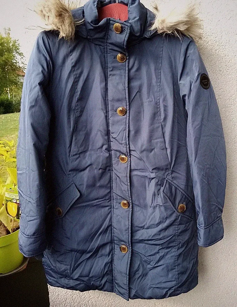 Sreet One Outerwear Daunen Winterjacke /Mantel, blau mit Kapuze, super Zustand