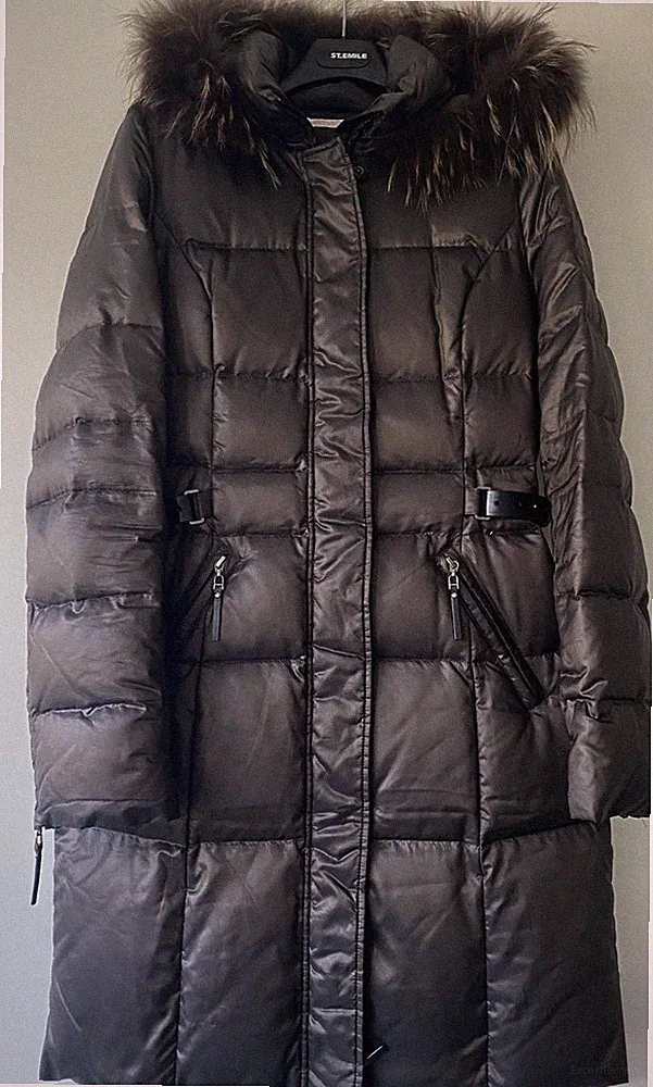 ST.EMILE Daunenmantel 90% Daunen mit Fellkragen braun, Gr. Gr. 34-36 TOP Zustand