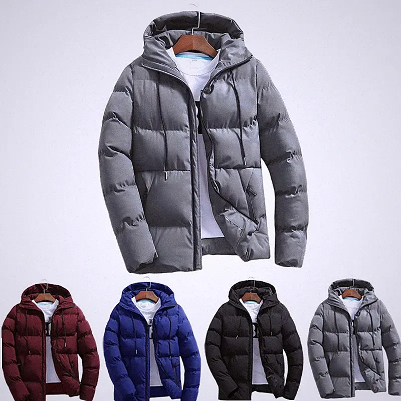 Steppjacke Herren Winter Daunenjacke Thermo Winterjacke mit Kapuze LangarmMantel