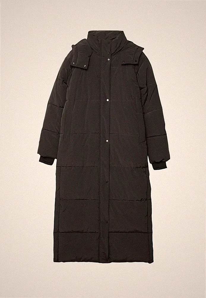 Stradivarius Wintermantel - schwarz- Extra Lang Daunenmantel Gr.XS