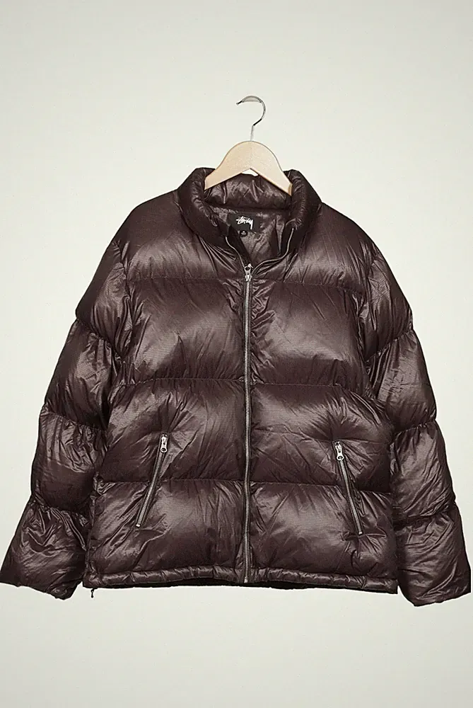 Stüssy Jacke Herren Anorak Jacket Kurzmantel Gr. M Daunen Braun #i8fa08z