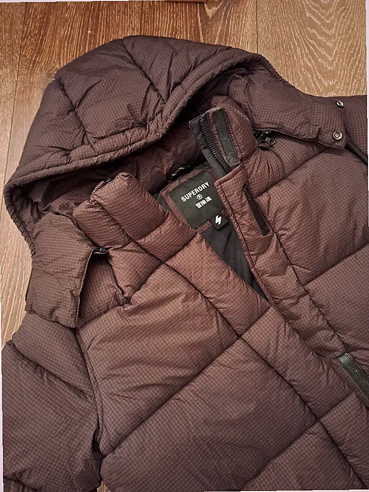 Superdry Langer Ripstop Steppmantel Gr. 44 Braun