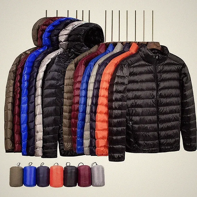 Superleichte Kapuzendaunenjacke für Herren, warmer Mantel, Herbst und Winter.