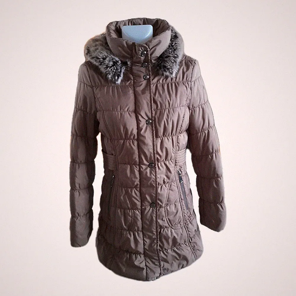Taifun Mantel Parka Jacke 36 helles braun gesteppt mit abnehmbarer Kapuze