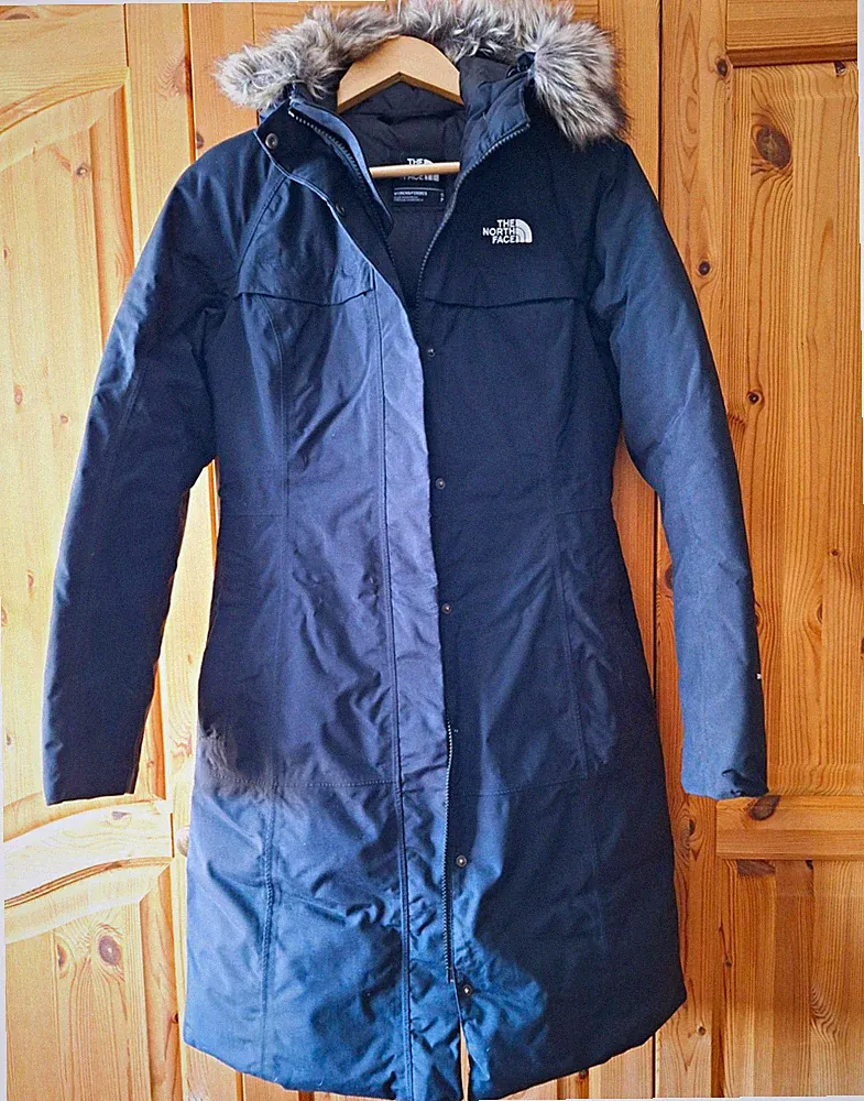 The North Face Arctic Damen Parka Mantel S Schwarz Daunen Kapuze Kunstfell