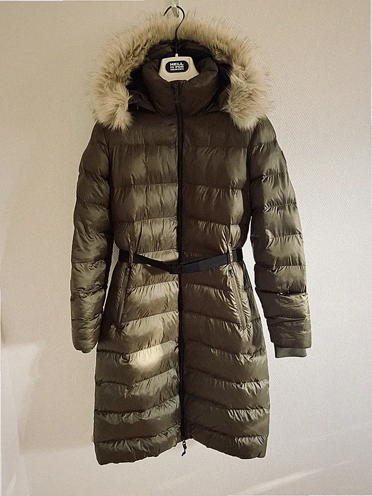 Timberland Damen Daunenmantel Khaki Lang Steppmantel Gr. S– Top Zustand