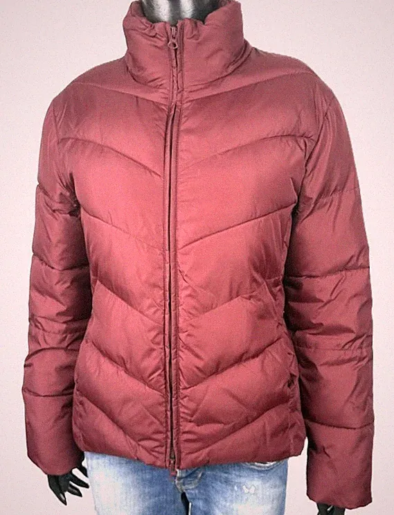 Tom Tailor Damen Daunenjacke 42 Bordeaux Steppjacke Stehkragen Winter