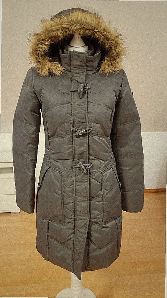 Tom Tailor Gr 36 S Wintermantel Daunenparka Damenjacke Grau Kapuze Warm #114#