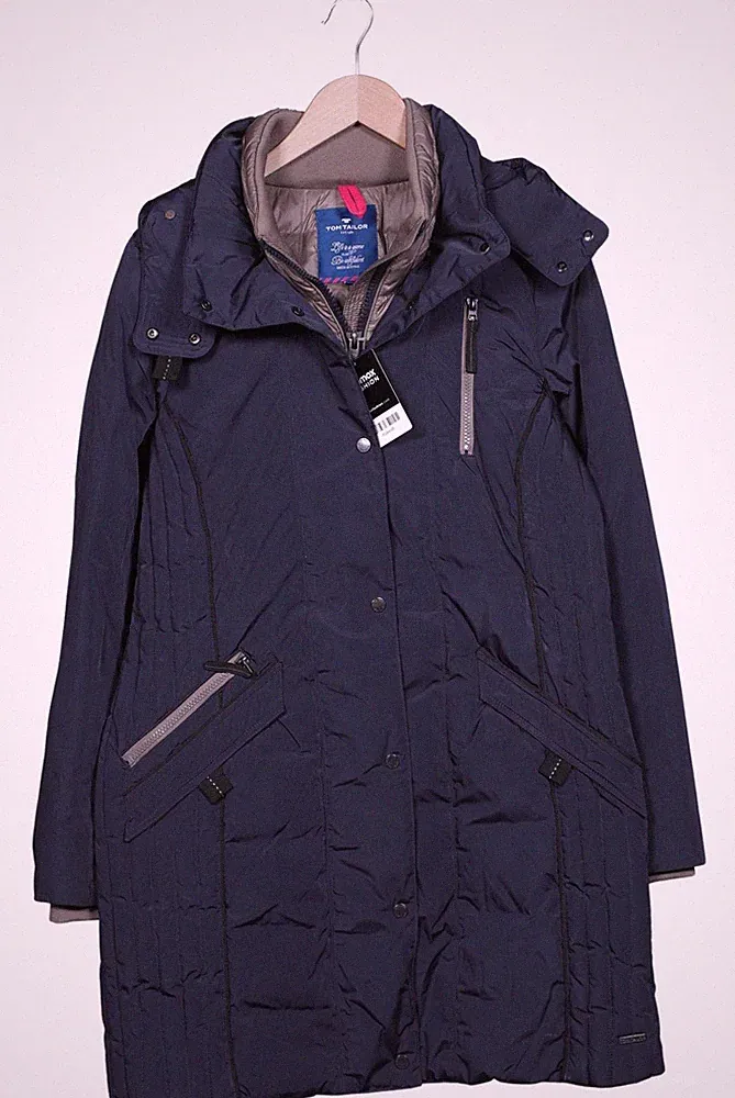 Tom Tailor Mantel Damen Jacke Parka Gr. L Daunen Marineblau #rhpkeq9