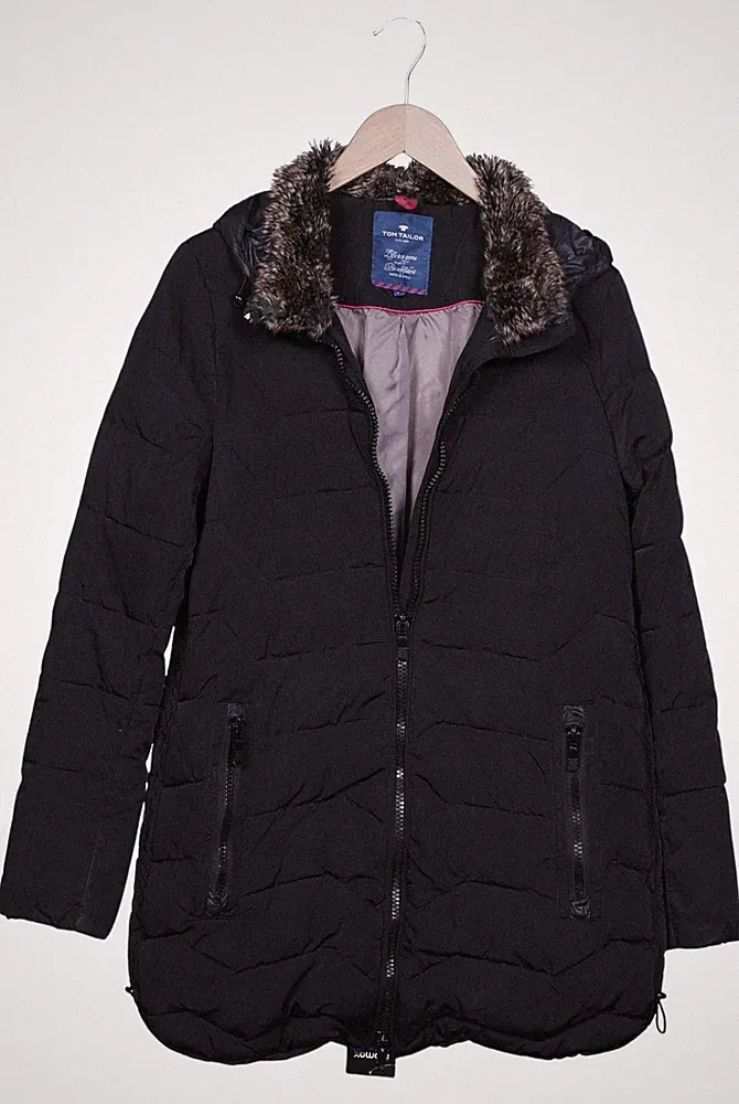 Tom Tailor Mantel Damen Jacke Parka Gr. L Daunen Schwarz #6z8p1oq