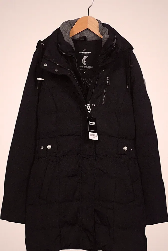 Tom Tailor Mantel Damen Jacke Parka Gr. M Daunen Schwarz #13ccwl8