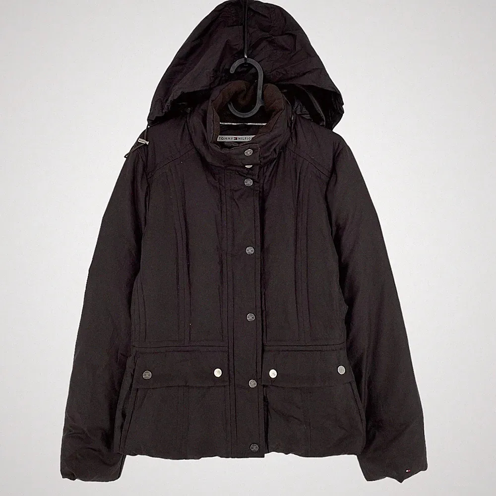 Tommy Hilfiger Braune mit Kapuze Daunenjacke Mantel Größe M