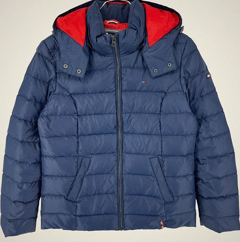 TOMMY HILFIGER Damen Bomber Kapuzen Daunenjacke Mantel Größe L
