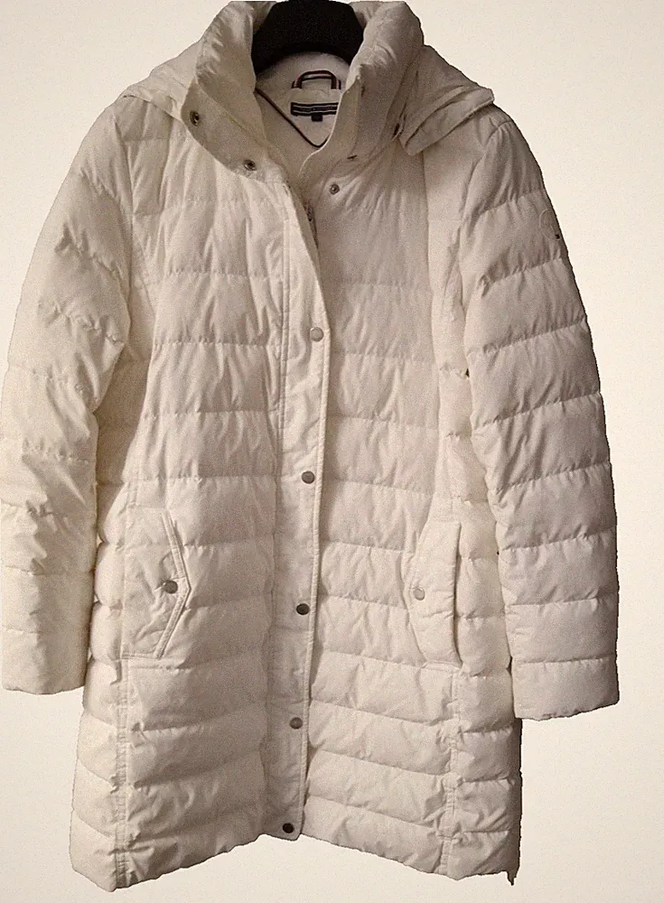 ❣️Tommy Hilfiger Damenmantel Steppmantel weiß mit abnehmbarer Kapuze