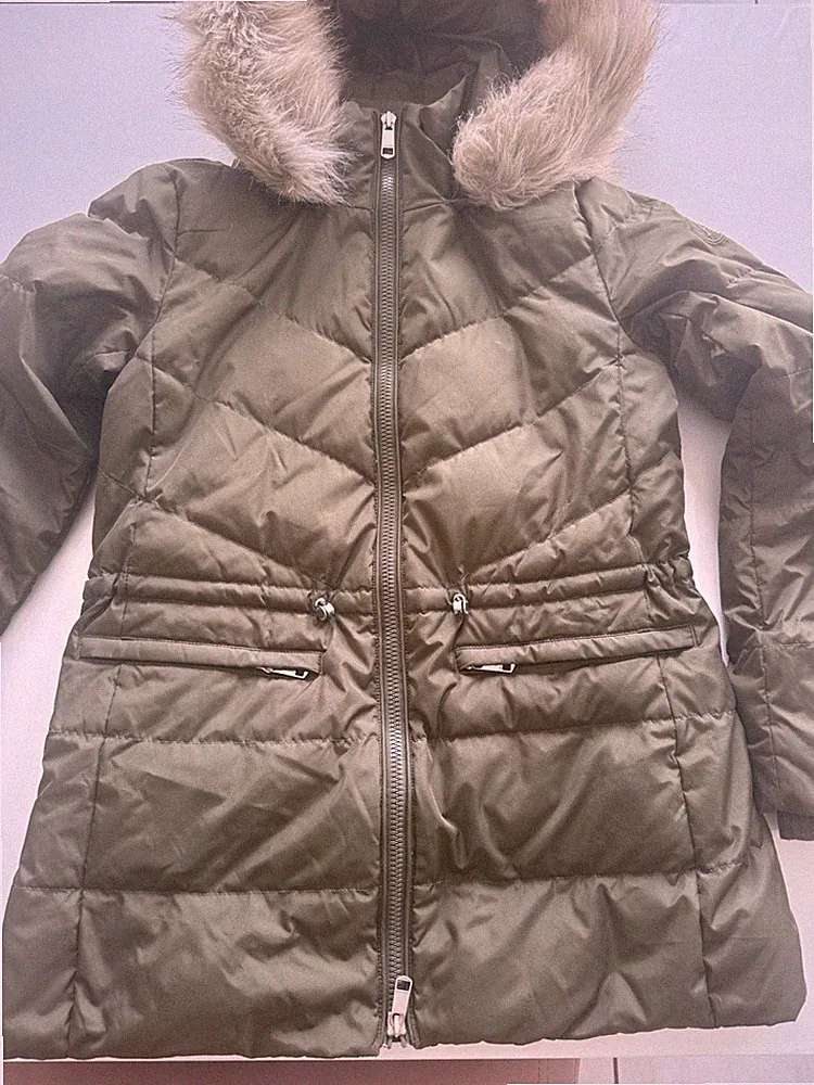 Tommy Hilfiger Daunen Mantel / Jacke Gr XS wie neu - Kaki - m. Kapuze