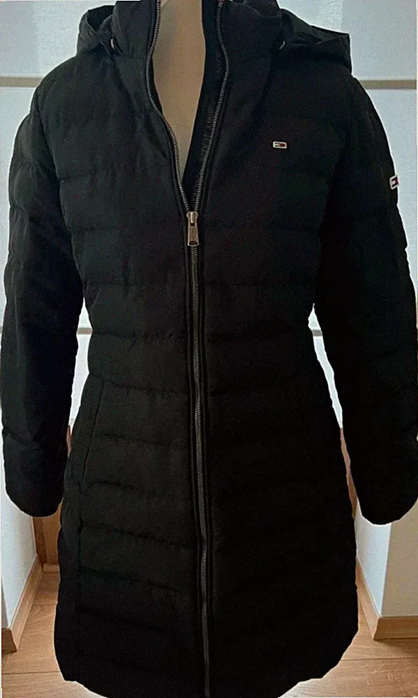 Tommy Hilfiger Daunenjacke Schwarz mit Kapuze Größe L