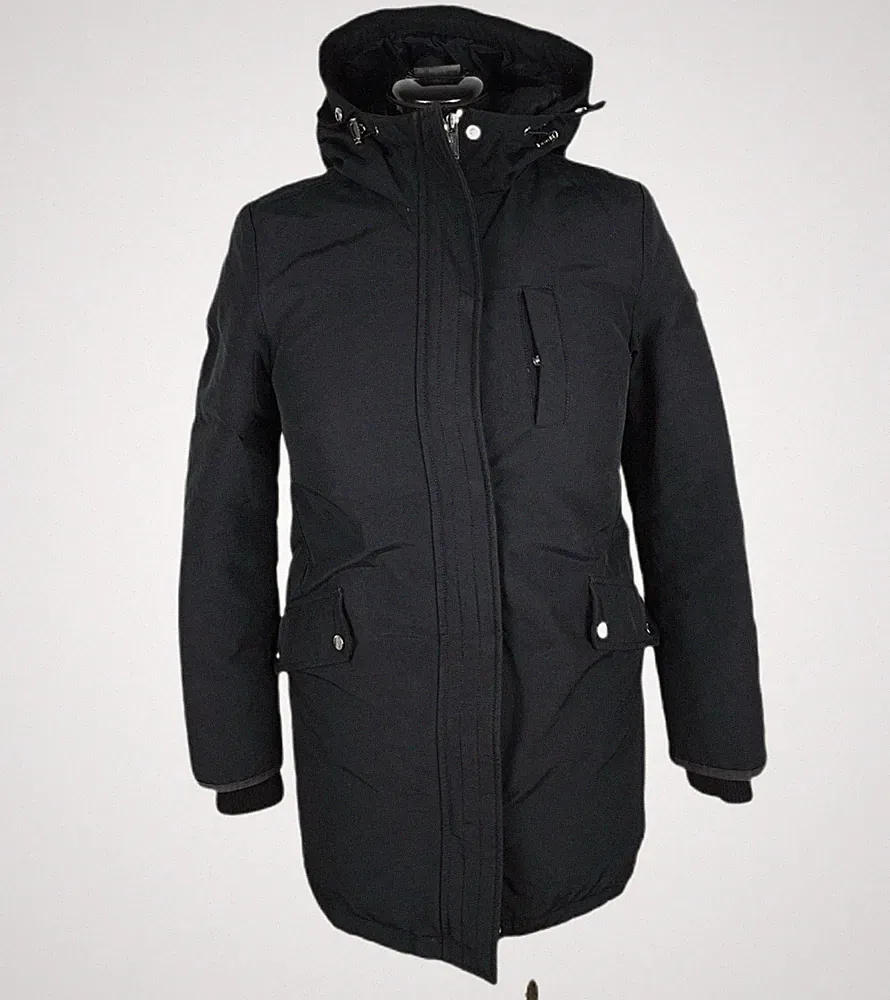 Tommy Hilfiger Daunenmantel Parka S Winterjacke Übergangsjacke Kapuze Black