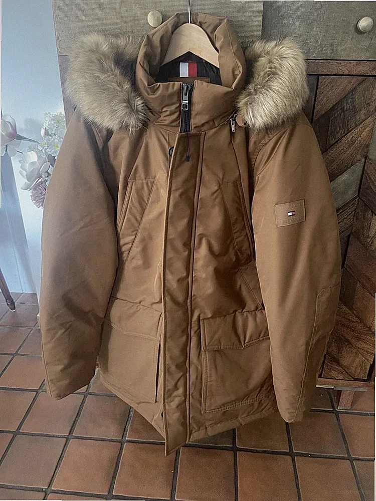 Tommy Hilfiger Daunenmatel Daunenparka Herren Hampton L XL Braun Neu