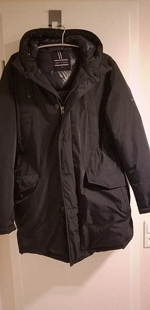 Tommy Hilfiger Herren Daunen Jacke Mantel Parka Kapuze dkl blau XXl 52 54 W.Neu