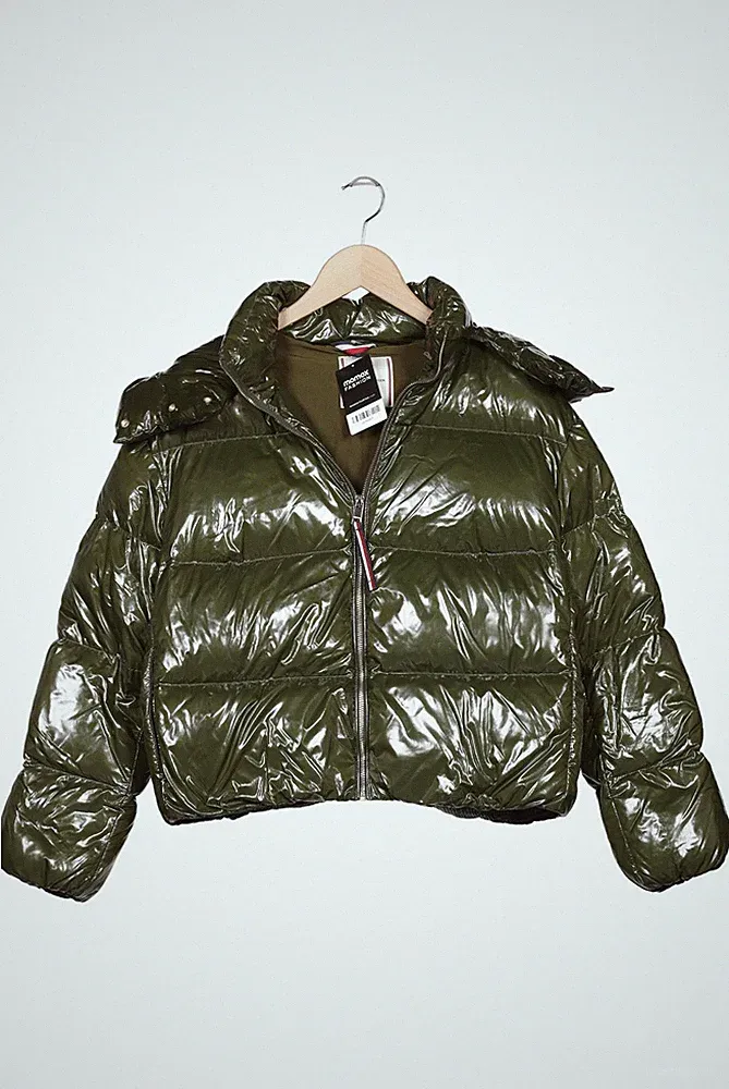 Tommy Hilfiger Jacke Damen Anorak Jacket Kurzmantel Gr. M Daunen Grün #pd4ste3