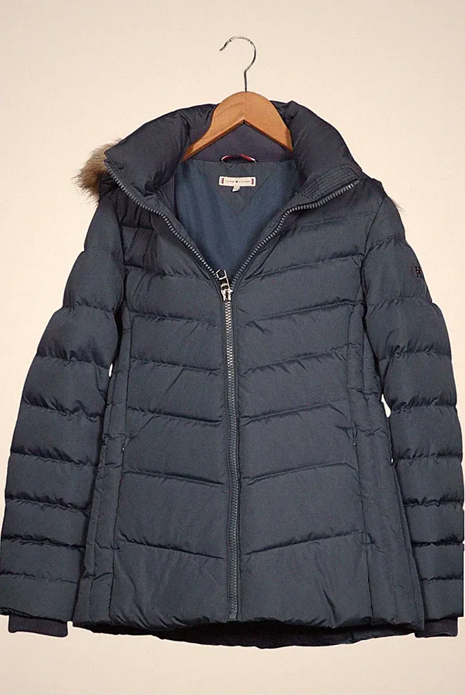 Tommy Hilfiger Jacke Damen Anorak Jacket Kurzmantel Gr. S Daunen Blau #hvgtoz2
