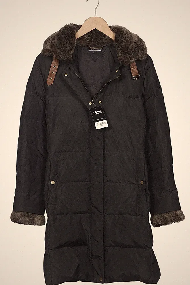 Tommy Hilfiger Mantel Damen Jacke Parka Gr. L Leder Daunen Schwarz #epmd7mc