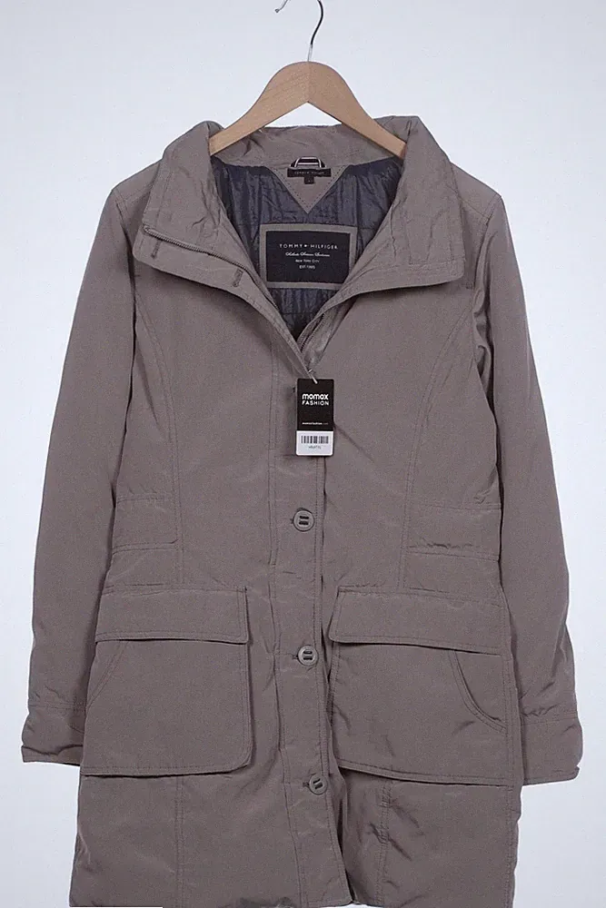 Tommy Hilfiger Mantel Damen Jacke Parka Gr. L Wolle Daunen Grau #cqlvr8r