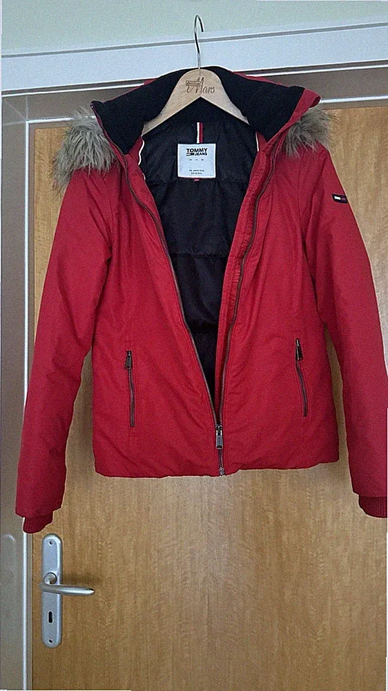 Tommy Hilfiger Mantel Damen Jacke Parka Gr. M, Gr. 38 Daunen Rot Mantel